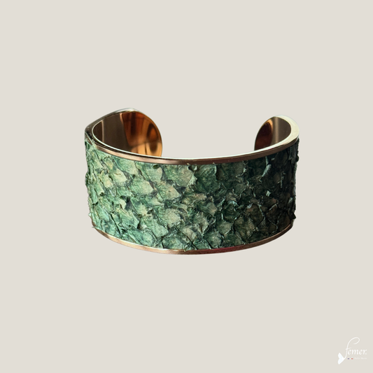 Manchette en cuir de bar du Bassin d’Arcachon – Vert Algue