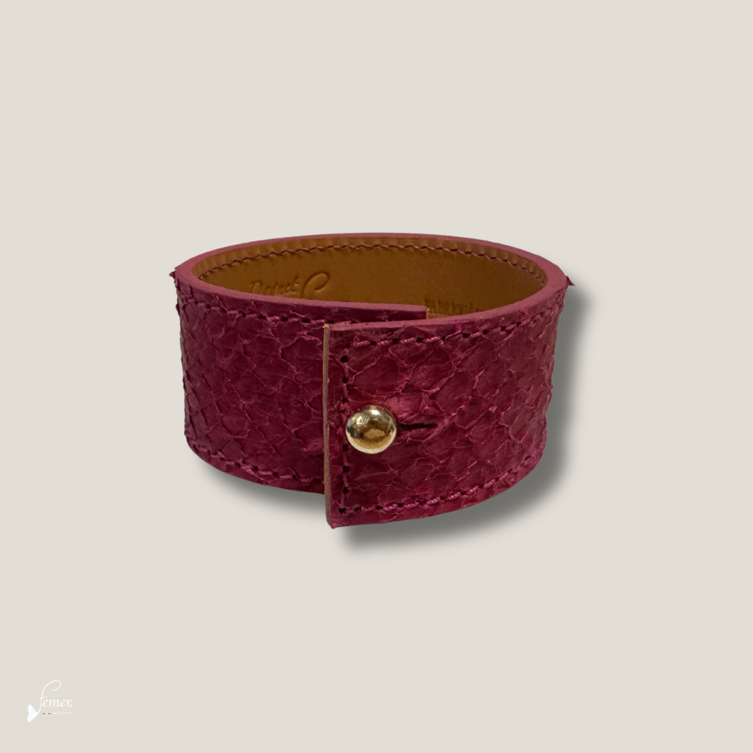 Ondine — Bracelet Manchette Cuir de Saumon | Édition Archive