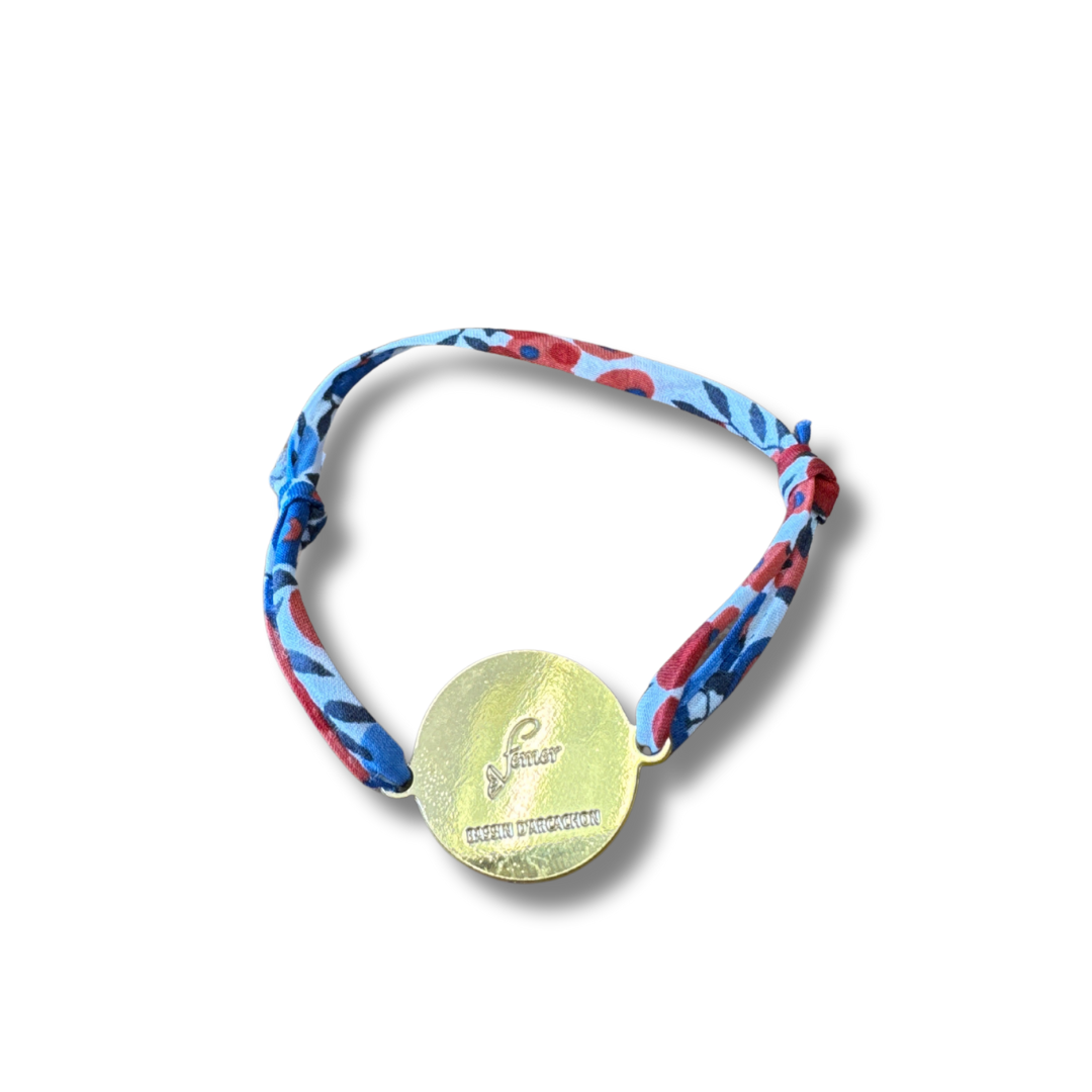 Bracelet "Bulle" Inox, Ostréalithe & Liberty- Bijou du Bassin d'Arcachon - Fémer Atelier Marin