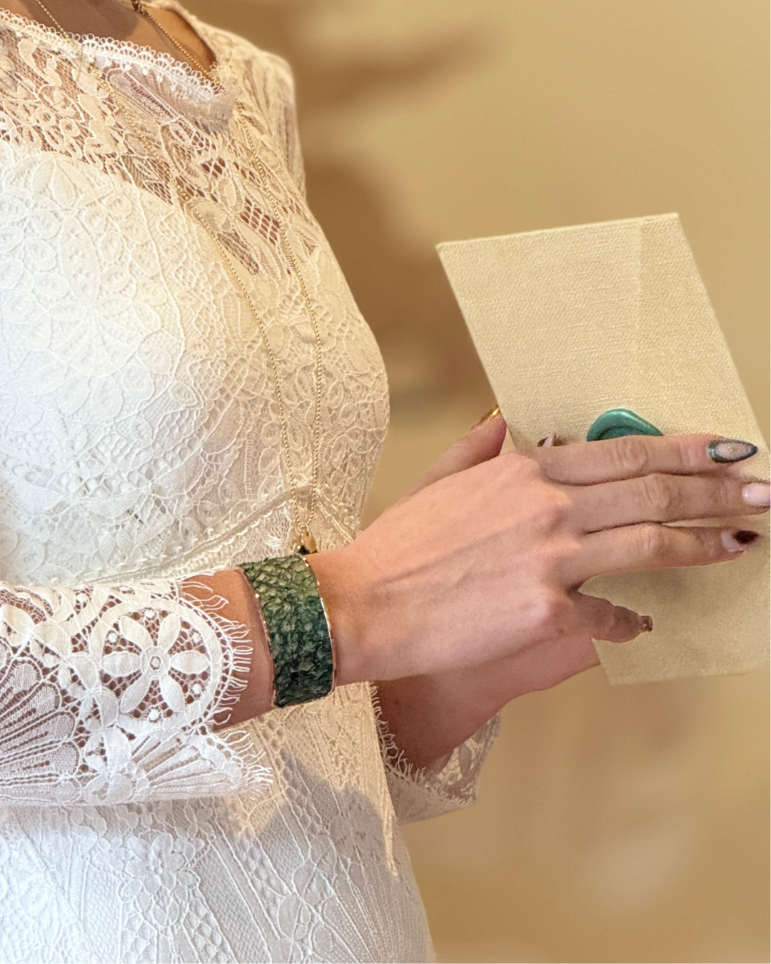 Manchette en cuir de bar du Bassin d’Arcachon – Vert Algue