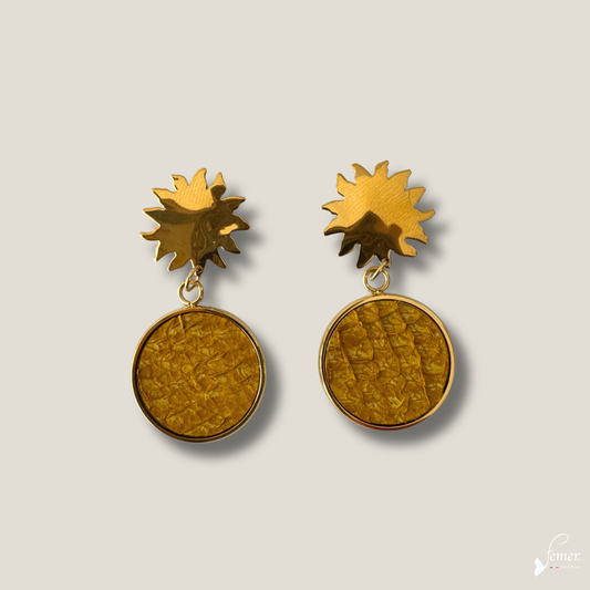 Boucles d'oreilles Soledad Soleil Ocre – cuir marin & acier inoxydable