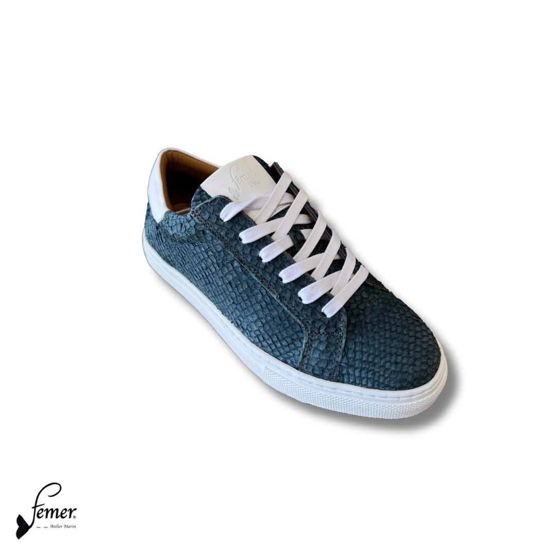 Fémer Shoes- Basket cuir de saumon gris perle