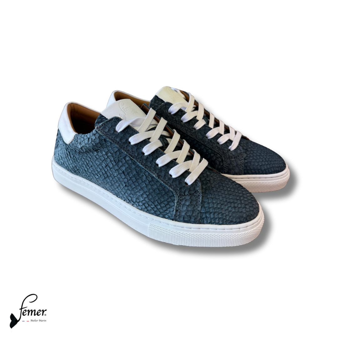 Fémer Shoes- Basket cuir de saumon gris perle