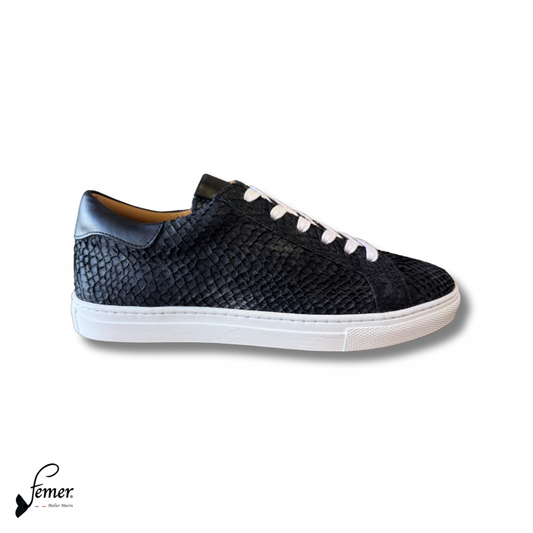 Fémer Shoes- Basket cuir de saumon noir carbone