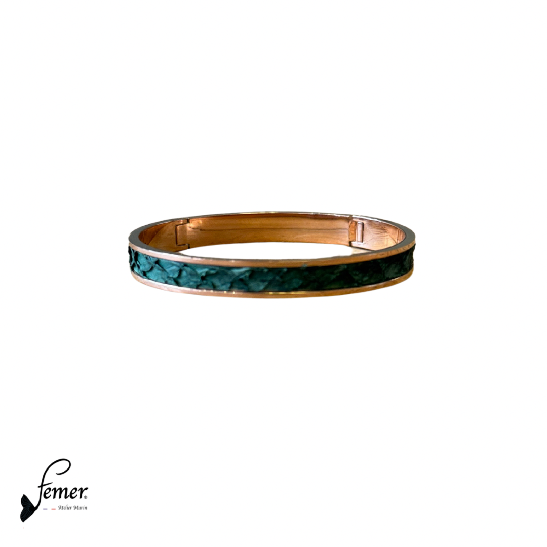 Bracelet 8 mm Inox et cuir marin modèle "Pinasse"
