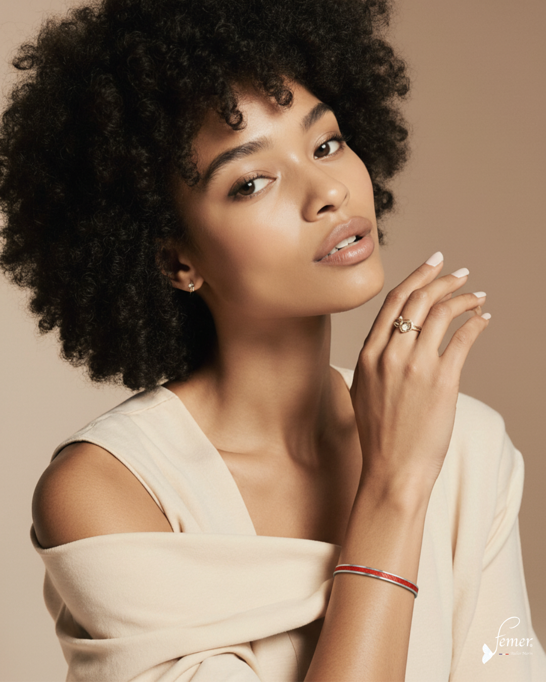 Bracelet Pinassotte rouge – cuir de saumon & inox argenté