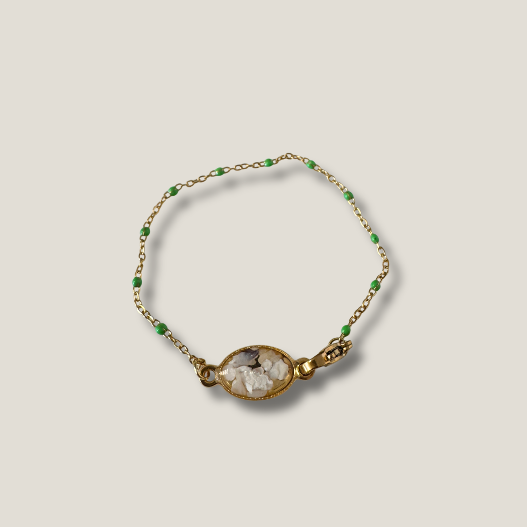 Néréïa – Bracelet Ostréalithe Chaîne Perle Époxy Inox