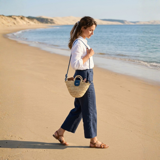 Sac panier en cuir de poisson, façonné à la main